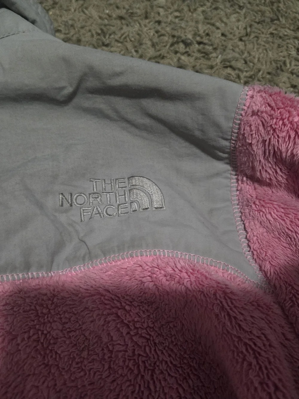 The North Face Girls' Pink Fleece Jacket with Gray Accents